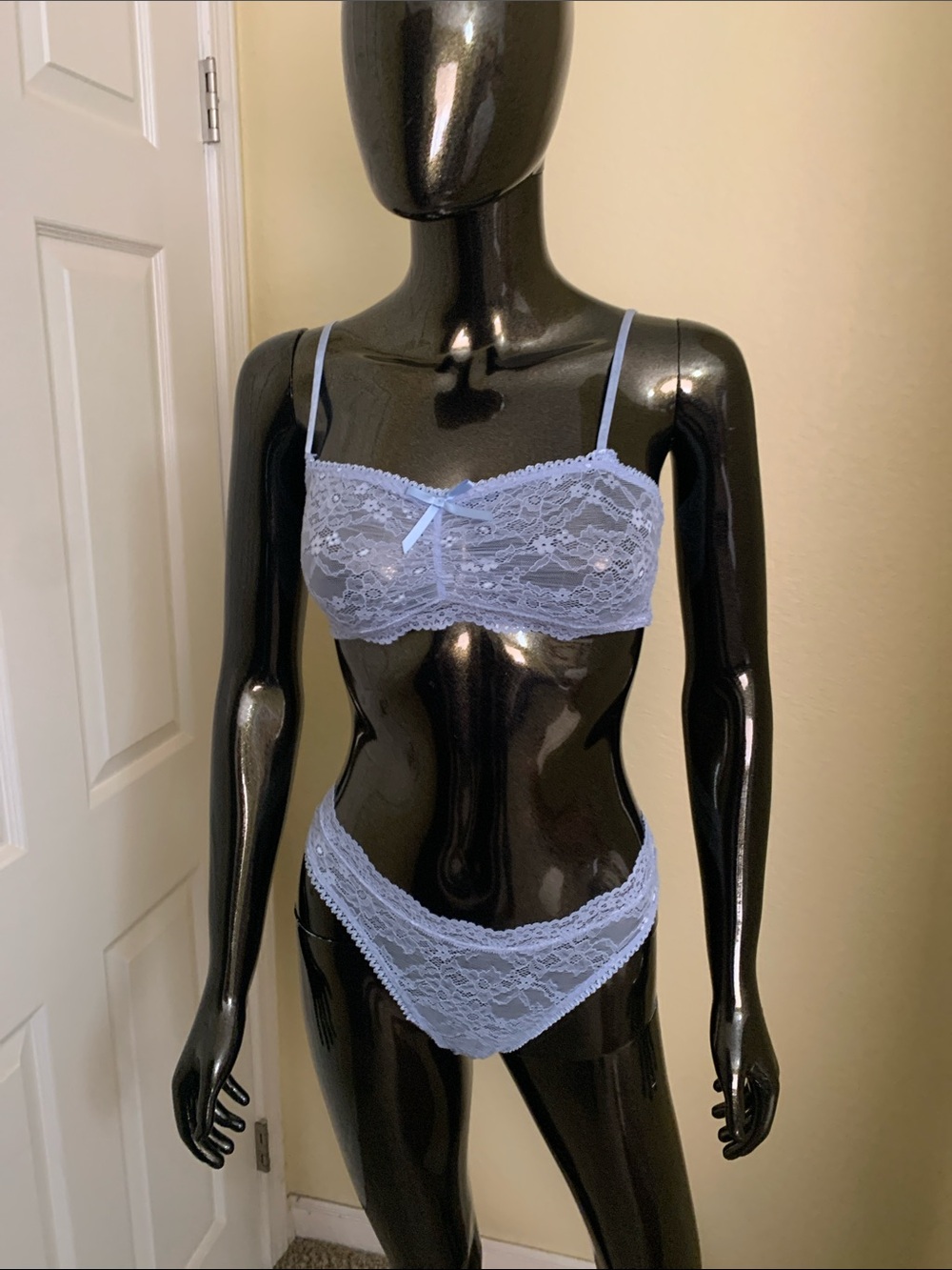 Dolls Kill Widow Pale Blue Lace Bralette & Bikini Set, Size XXS, NWT